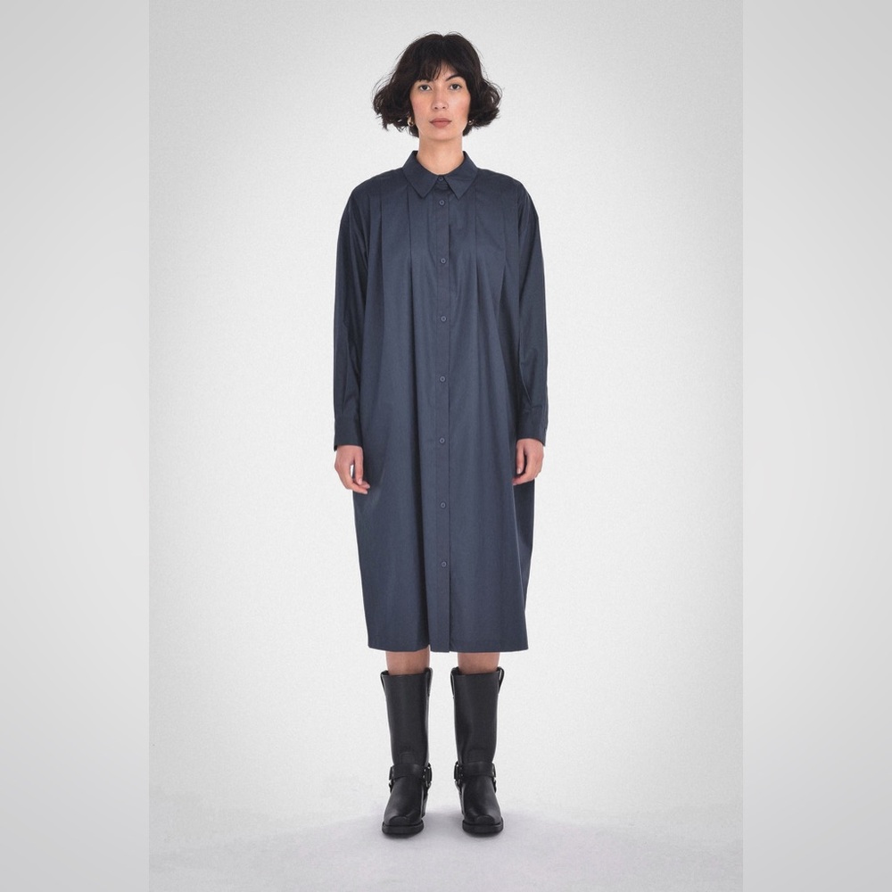 Paper Label Miko Shirt Dress in Midnight Blue Size S